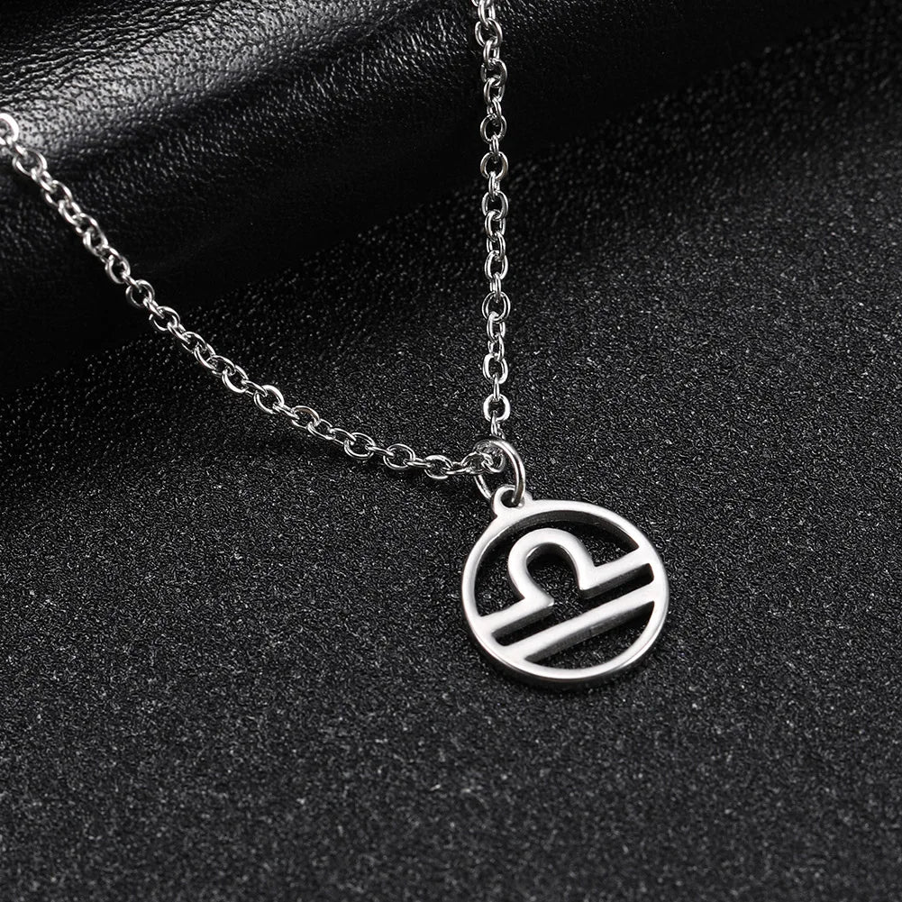 Cazador Zodiac Pendant Necklace for Women 12 Constellation Aries Pisces Gemini Chocher Stainless Steel Jewelry Gold Color Gifts