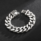 20mm Chunky Cuban Chain Bracelet with Skull Charm