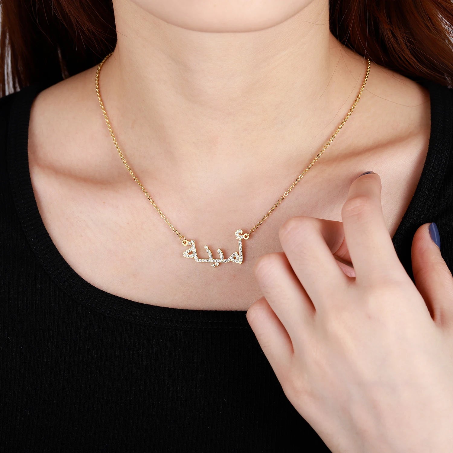 Arabic Name Necklace For Women Custom iced Out Names Necklaces Personalized Gold Stainless Steel Pendant Arabic Jewelry Gifts