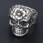 Vintage Flower Skull Ring 316L Stainless Steel Punk Skull Rings for Men And Women Goth Punk Demon Skull Biker Ring Wholesale