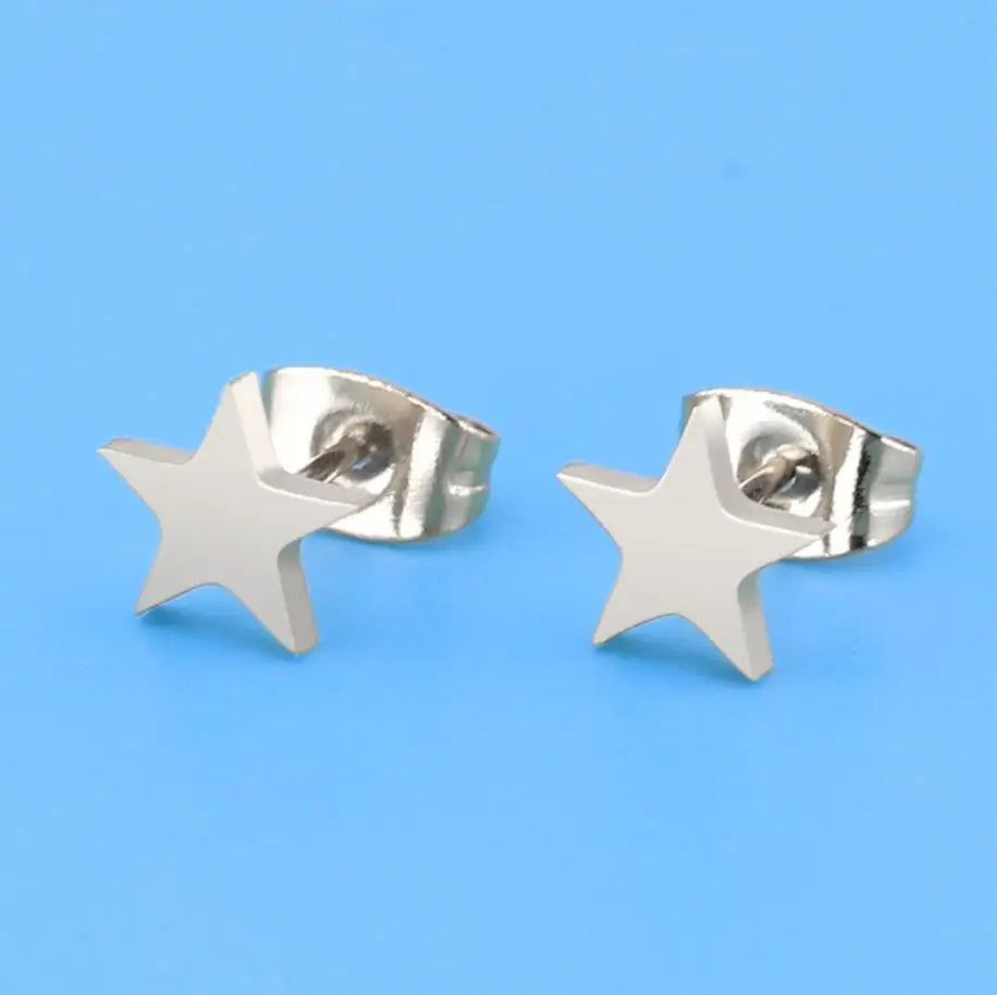Punk Open Star Stud Earrings Everyday Wear — Stainless Steel