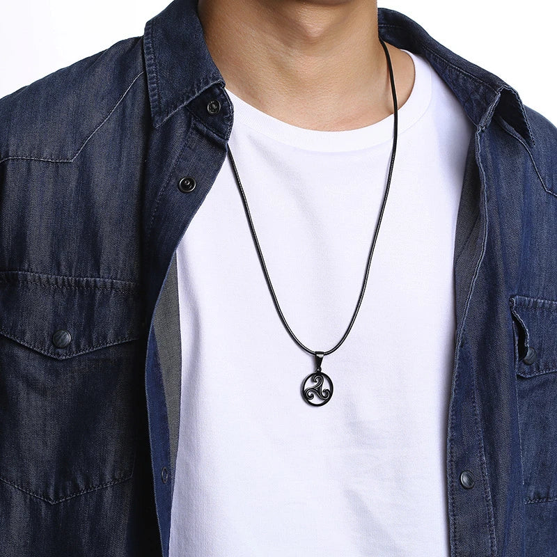 Triskelion Triple Spiral Pendant — Stainless