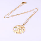 Skyrim Chinese Dragon Round Pendant Necklace 316L Stainless Steel Gold Color Statement Chain Necklaces Jewelry for Men