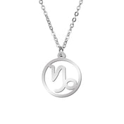 Black Enamel Zodiac Star Stainless Steel Pendant Necklace