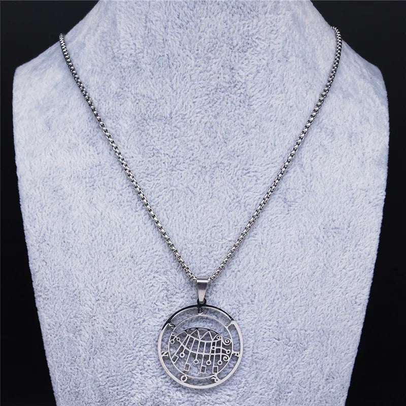 Demon Seal Silver Pendant Necklace — Stainless Steel