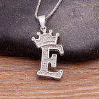 Nidin Luxury A-Z Crown Alphabet Pendant Chain Necklace Punk Style Lucky Initial Name Jewelry Fine Party Wedding