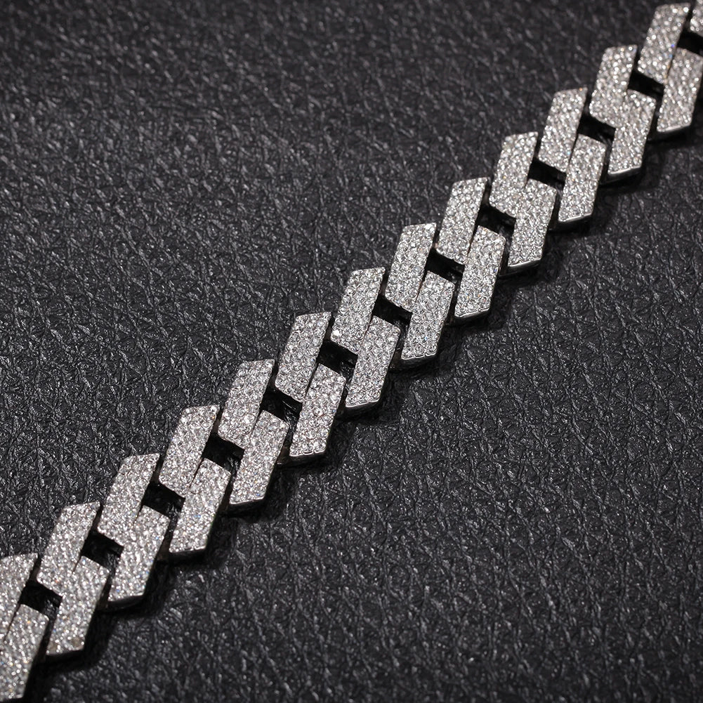 THE BLING KING 20mm Miami Prong Cuban Link Bracelet 3 Row Full Iced Out Rhinestones 7inch 8inch Bracelet Mens Hiphop