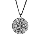 Dawapara Nordic Symbol of Norse Compass In Rune Circle Vegvisir Pendant Necklace Stainless Steel Jewelry Amulet Necklace