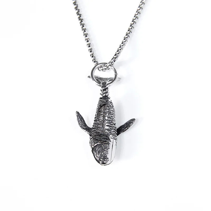 Charm Blue Whale Jumping Pendant Necklace Fashionable Men And Women Simple Necklace Sweater Chain Accessories Jewelry