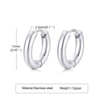 Minimal Huggie Hoop Earrings — Stainless Steel