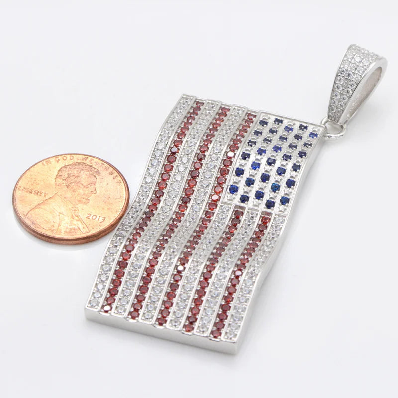 American Flag Pendant — 925 Silver
