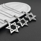 Silver Star of David Pendant Necklace — Stainless Steel