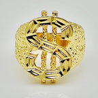 Trendy Fashion Gold Color Hip Hop Style Ring Dollar Sign Creative Mens Rock Style Ring Design Party Jewelry Accessories