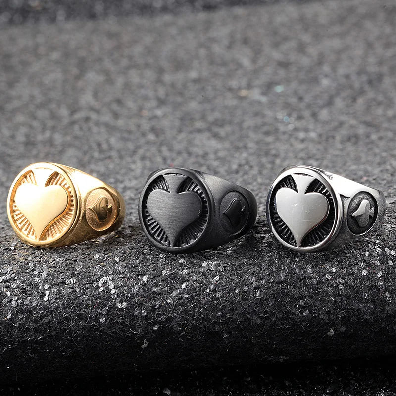 Lucky Ace of Spades Ring for Men — Gambler Band, Stainless Steel