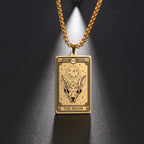 Dawapara Skeleton Tarot Necklace Amulet Marigold Tarot Card Major Arcana Necklaces Halloween Gift Stainless Steel