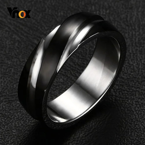 Black & Rose Gold-Tone Wedding Band Ring — Titanium