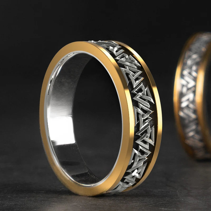 925 Silver Nordic Viking Ring Trendy Valknut Ring Silver Welding Copper Rune Tail Ring Fashion Jewelry
