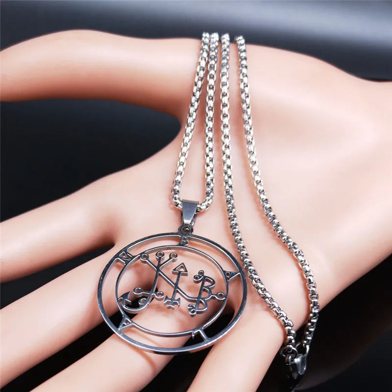 Demon Silver Pendant Seal Satan Balam Colar N7012s03
