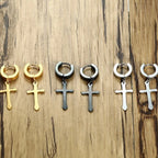 Cross Mini Huggie Hoop Earring — Stainless Steel