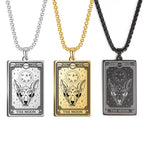 Dawapara Skeleton Tarot Necklace Amulet Marigold Tarot Card Major Arcana Necklaces Halloween Gift Stainless Steel