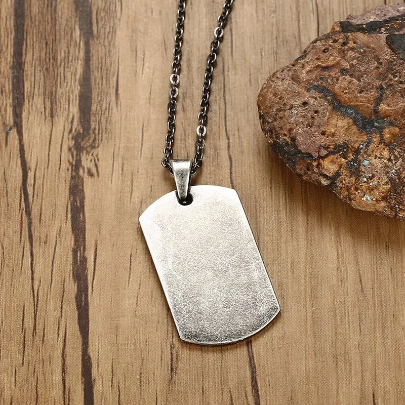Dog Tag Pendant Necklace — Stainless Steel