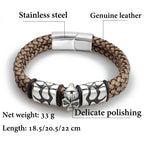 Pop Bohemian Style 316 Stainless Steel Men's Bracelet Ghost Head Accessories Woven Wine Leather Woman Bracelet 7 Day Delivery