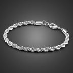 Fashion Men 100% Solid 925 Sterling Silver Bracelet Rope Chain 5MM 17-20CM Bangle For Man & Boy Cuff Jewelry Gift