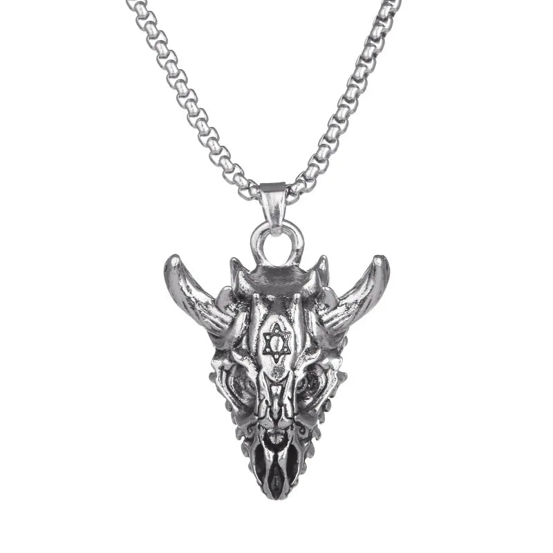 Demon Fang Mask Pendant Necklace — Two-Tone Color