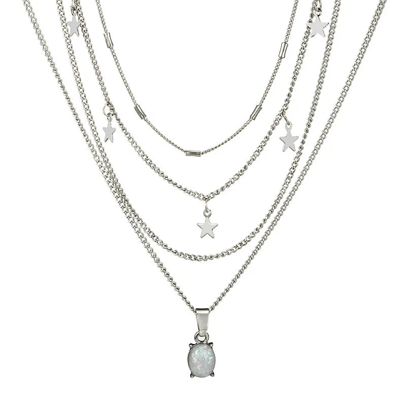 Bohemian Pentagram Crystal Necklace — Layered