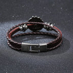 POKER BROWN LEATHER CUFF BRACELET MEN'S MULTILAYER WRAP WRISTBAND FRIENDSHIP VINTAGE BIKER PLAYING CARD POKER BANGLE