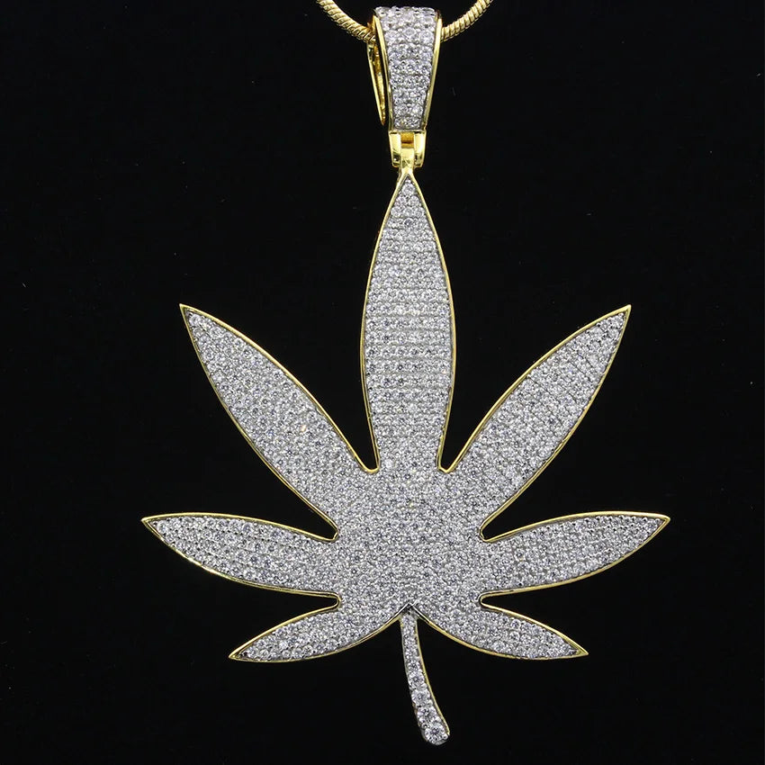 Iced Out Maple Leaf Pendant — 925 Silver