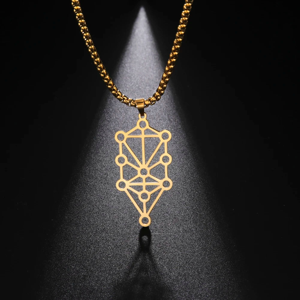 My Shape Sephirot Kabbalah Tree of Life Necklaces for Men Women Stainless Steel Pendant Necklace Vintage Male Jewelry Amulet
