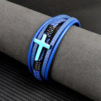 Wholesale Chakra Bracelet Letter Men Bracelet Charms For Cross Stainless Steel Multilayer Woven Black Bracelets