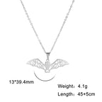 Flying Bat Cutout Pendant Necklace — Stainless Steel