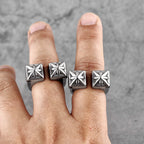 Vintage Gothic Flower Stainless Steel Mens Open Rings Punk Unique for Women Boyfriend Biker Jewelry Creativity Gift