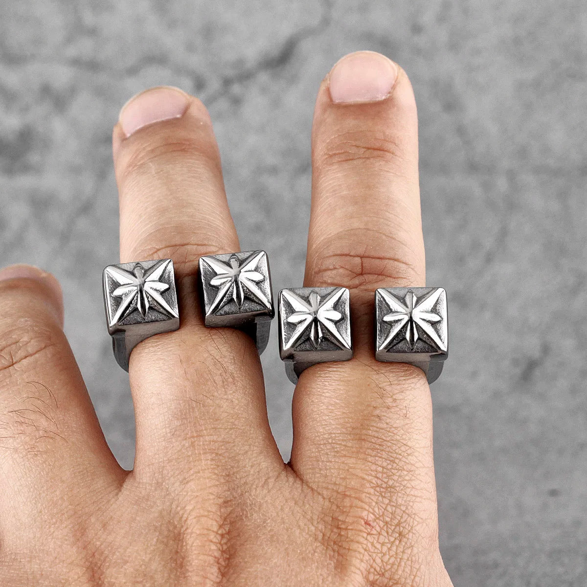 Vintage Gothic Flower Stainless Steel Mens Open Rings Punk Unique for Women Boyfriend Biker Jewelry Creativity Gift