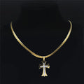 Cross Gold Pendant Crystal Catholic Collar Choker