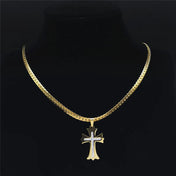 Cross Gold Pendant Crystal Catholic Collar Choker