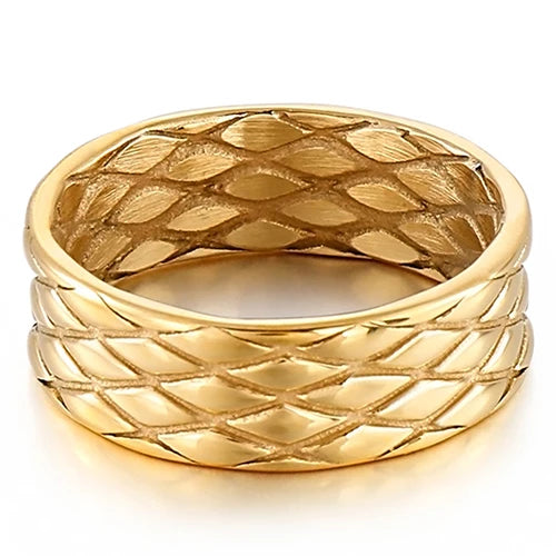 Vintage Stainless Steel Ring For Men Women Men's Finger Rings Gold Color Engraveable Wedding Band Man Titanium Rocker