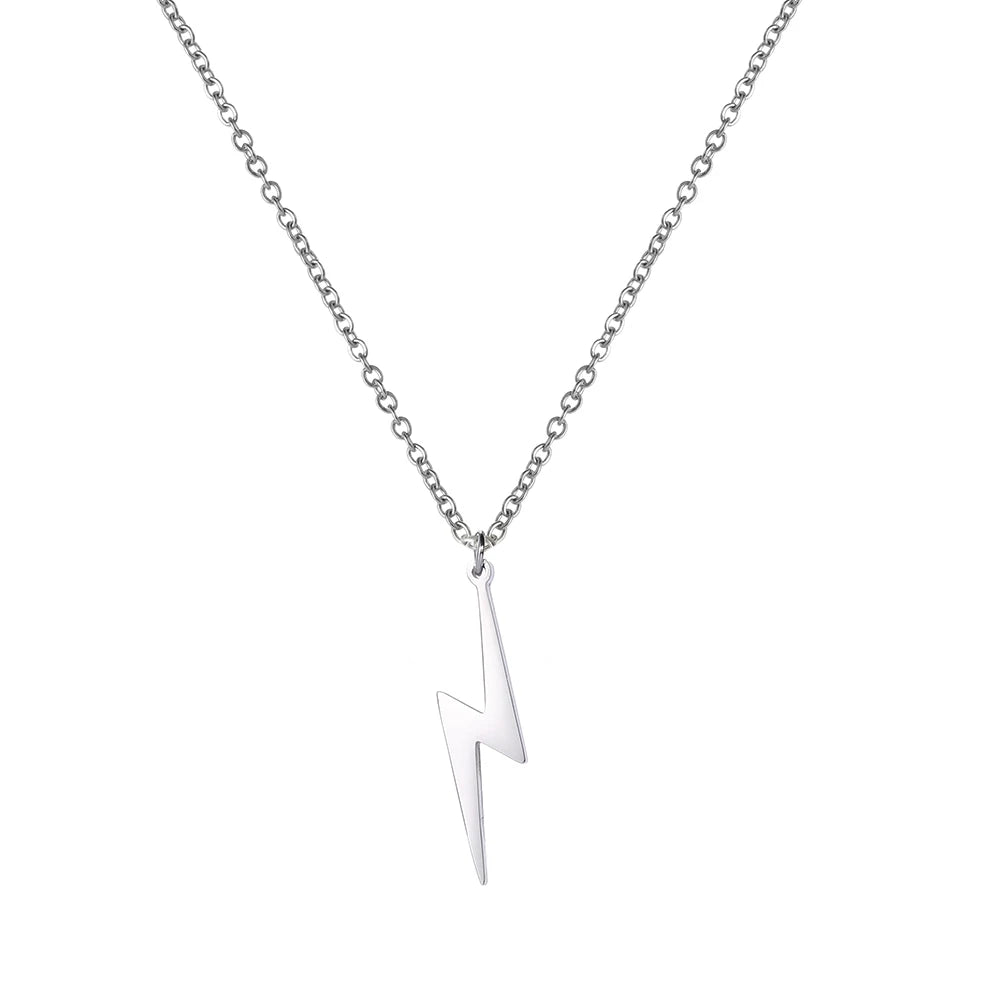 Skyrim 2026 Fashion Lightning Pendant Necklace for Women Stainless Steel Cool Choker Chain Jewelry Gifts