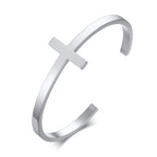 Cross Cuff Bangle Bracelet — Stainless Steel