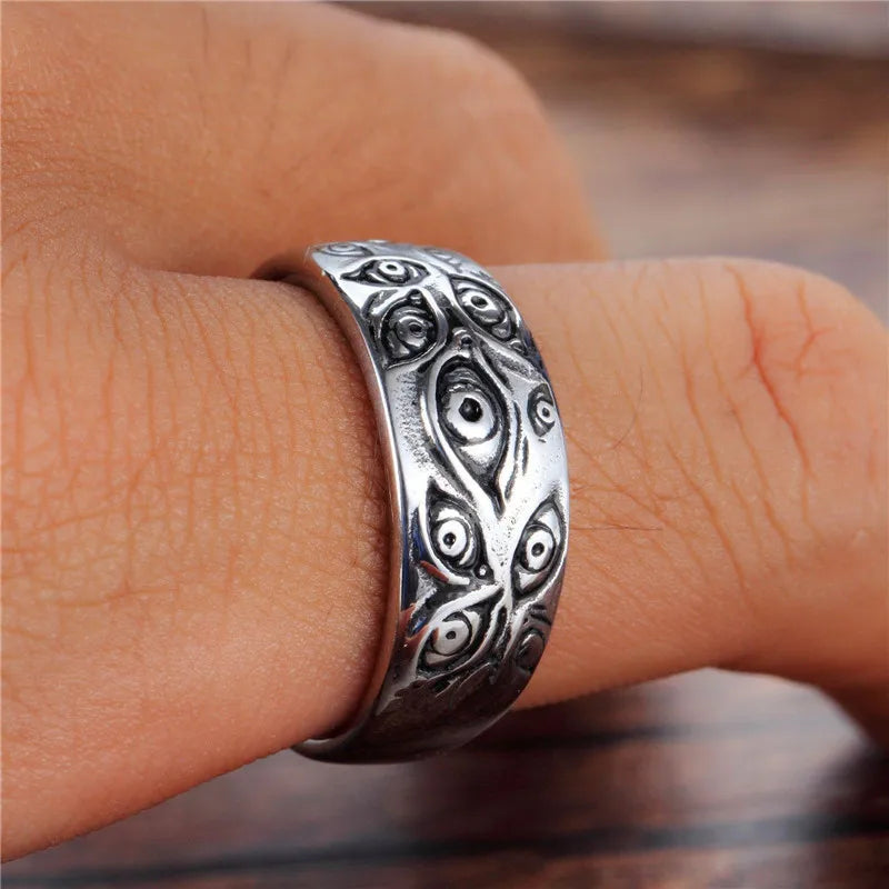 Vintage Gothic Lucifer Satan Signet Ring Fashion Punk Stainless Steel Seal Ring Men and Women Pagan Party Jewelry Gift Wholesale