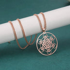 LIKGREAT Angel Seal Archangel Metatron Cube Necklace for Men Women Geometry Stainless Steel Pendants Amulet Spiritual