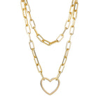 Two-Tone Lock Pendant Double Layer Chain Necklace