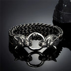 Norse Wolf Head Link Bracelet — Stainless Steel