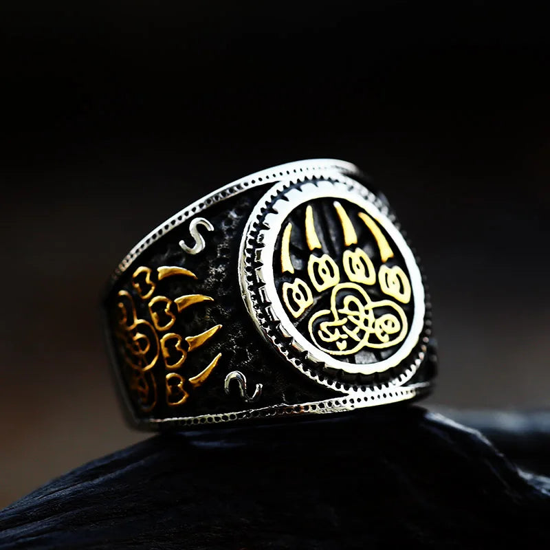 Fashion Viking Rune Pattern Bear claw Celtic knot Ring Stainless Steel Mens Punk Jewelry BR8-739