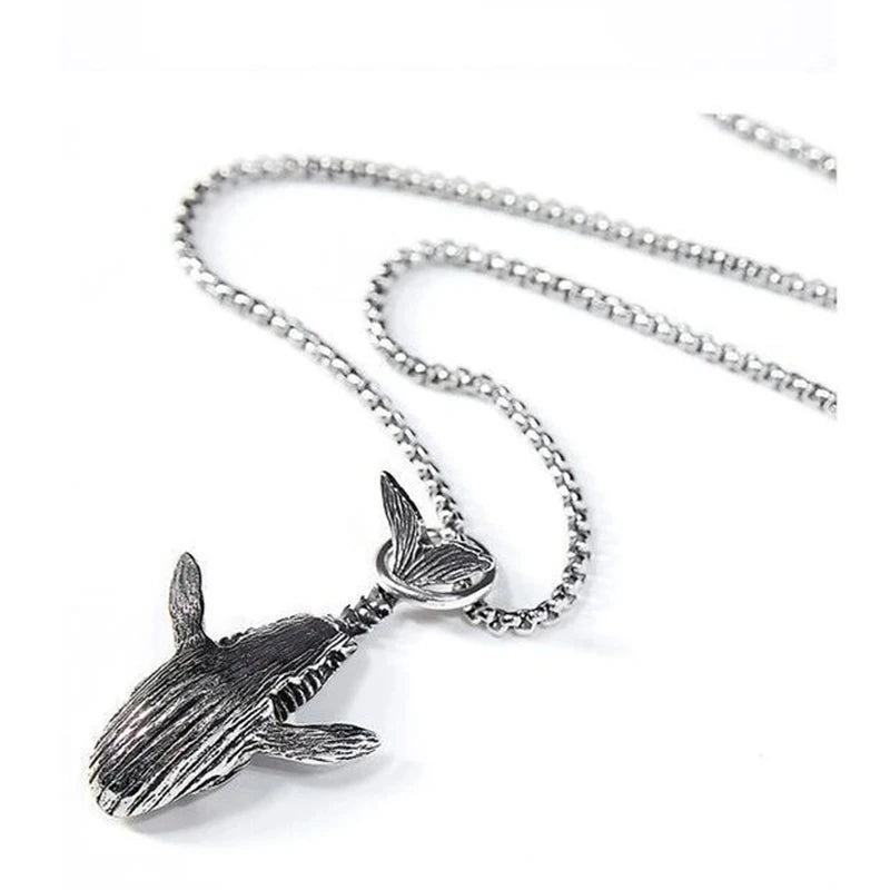 Charm Blue Whale Jumping Pendant Necklace Fashionable Men And Women Simple Necklace Sweater Chain Accessories Jewelry