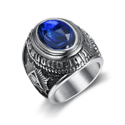 Vintage Gothic Style Big Black Red Blue Stone Ring For Men And Women Stainless Steel All Seeing Eyes Ring Baphomet Pagan Jewelry