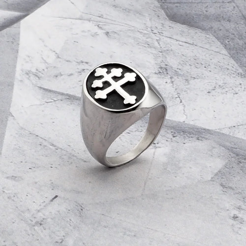 Cross of Lorraine Signet Ring — 316L Stainless