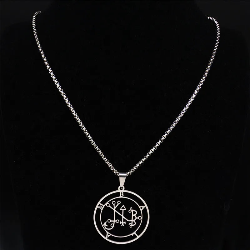 Demon Silver Pendant Seal Satan Balam Colar N7012s03
